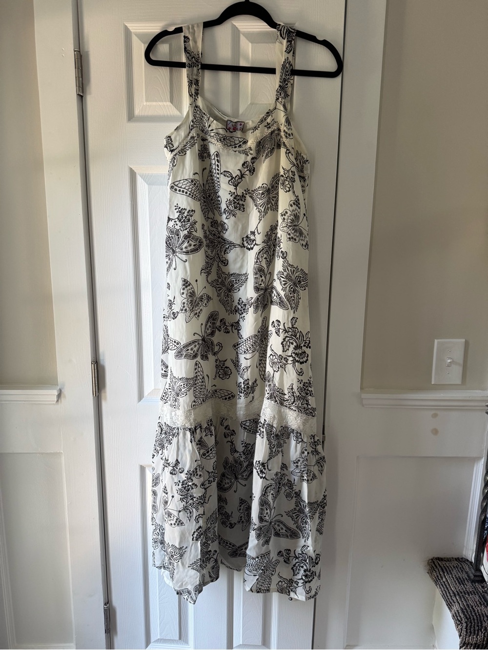 Johnny Was Finley Maxi Dress Butterfly Print Sleeveless Smocked Cupro Size M EC1